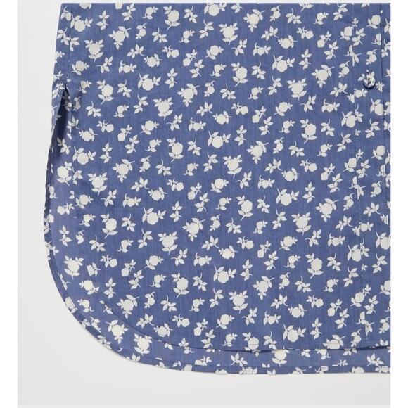 Uniqlo Cotton Silk Long-Sleeve Tunic in Blue Floral - Picture 4 of 14